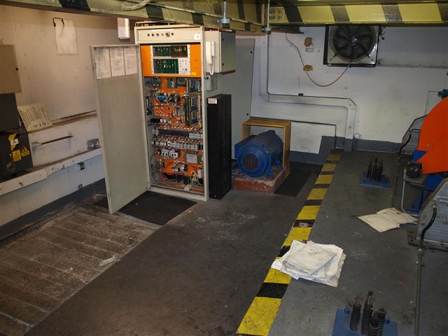 Control room with documents lying around